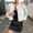 White, variant on Oplxuo Women's Cropped Tweed Jackets, Dressy Long Sleeve Business Button Down Casual Open Front Short Blazer