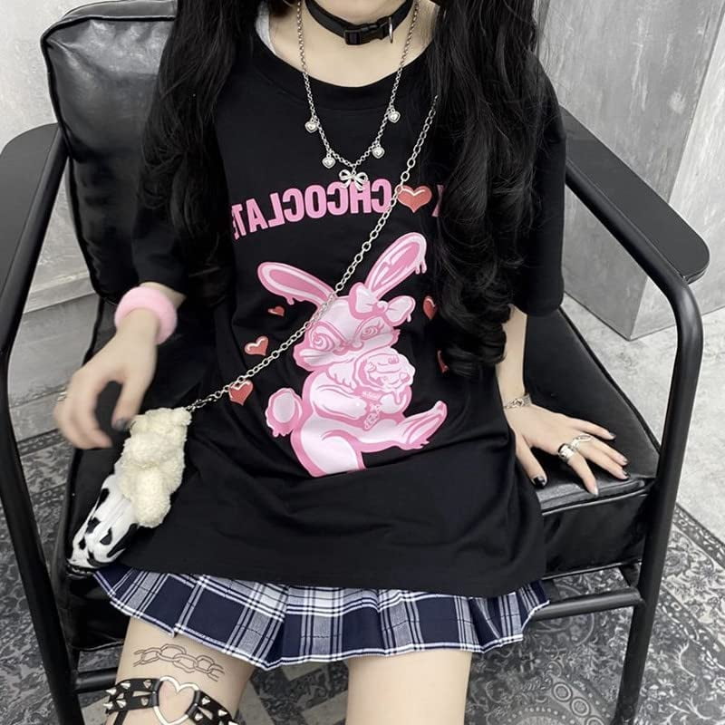 CoCopeaunt Women Kawaii Bunny Tshirts Y2K Harajuku Oversize
