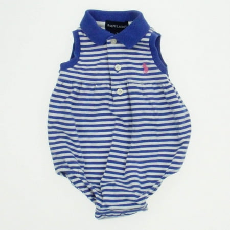 

Pre-owned Ralph Lauren Girls Blue | White Romper size: 3-6 Months