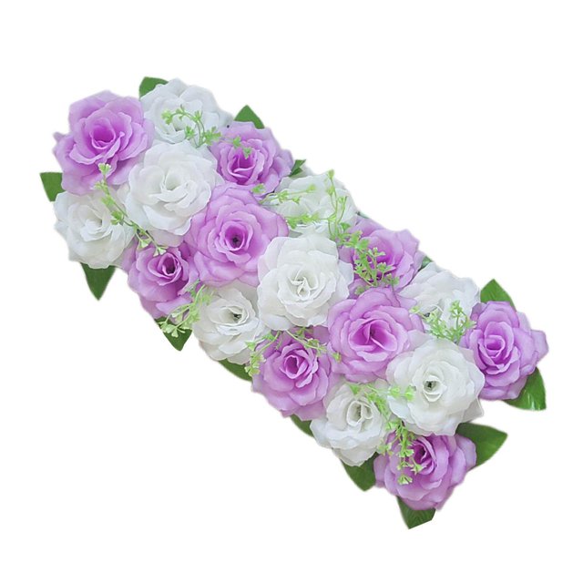 Arch Rose Flower Panel Table Runner Setting Decorations Flower Wall Bouquet for Wedding Purple and White
