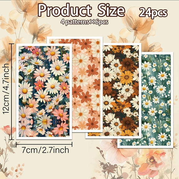 1 set Ceramics Clay Water Transfer Paper Underglaze Transfer Decals for DIY Earrings Pendants Hair Clip April Daisy 12x7cm 24pcs/set