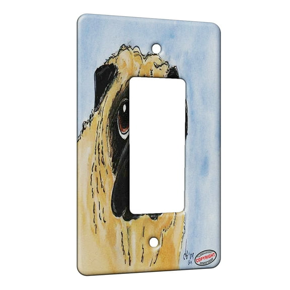 KuzmarK™ 1 Gang Rocker Wall Plate - Silly Pug Dog Art by Denise Every