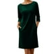 thumbnail image 2 of Karight Women's Velvet Dress Trendy Formal Long Sleeve Loose Casual Swing Mixi Dresses Plus Size for Daily Wear with Pockets, 2 of 5