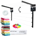 thumbnail image 1 of Tendedero retráctil pared para ropa tendedores plegables interiores exteriores, 1 of 8