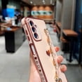 thumbnail image 5 of Compatible with Samsung Galaxy A14 5G Phone Case Women Luxury Plating Cute Love Heart Case with Heart Chain Bracelet Strap Soft Case for Galaxy A14 6.6 inch (Pink), 5 of 11