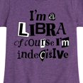 thumbnail image 3 of Instant Message - Libra Indecisive - Toddler & Youth Girls Short Sleeve Graphic T-Shirt, 3 of 6