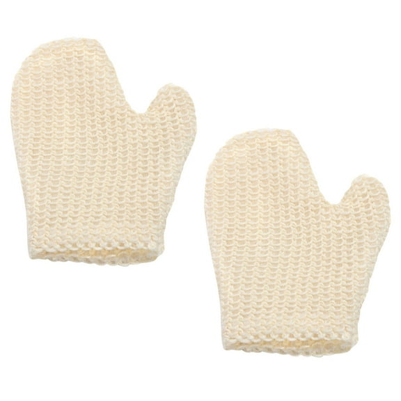 Luxshiny 2Pcs Durable White Sisal Bath Gloves for Back Scrubbing and Blood Circulation