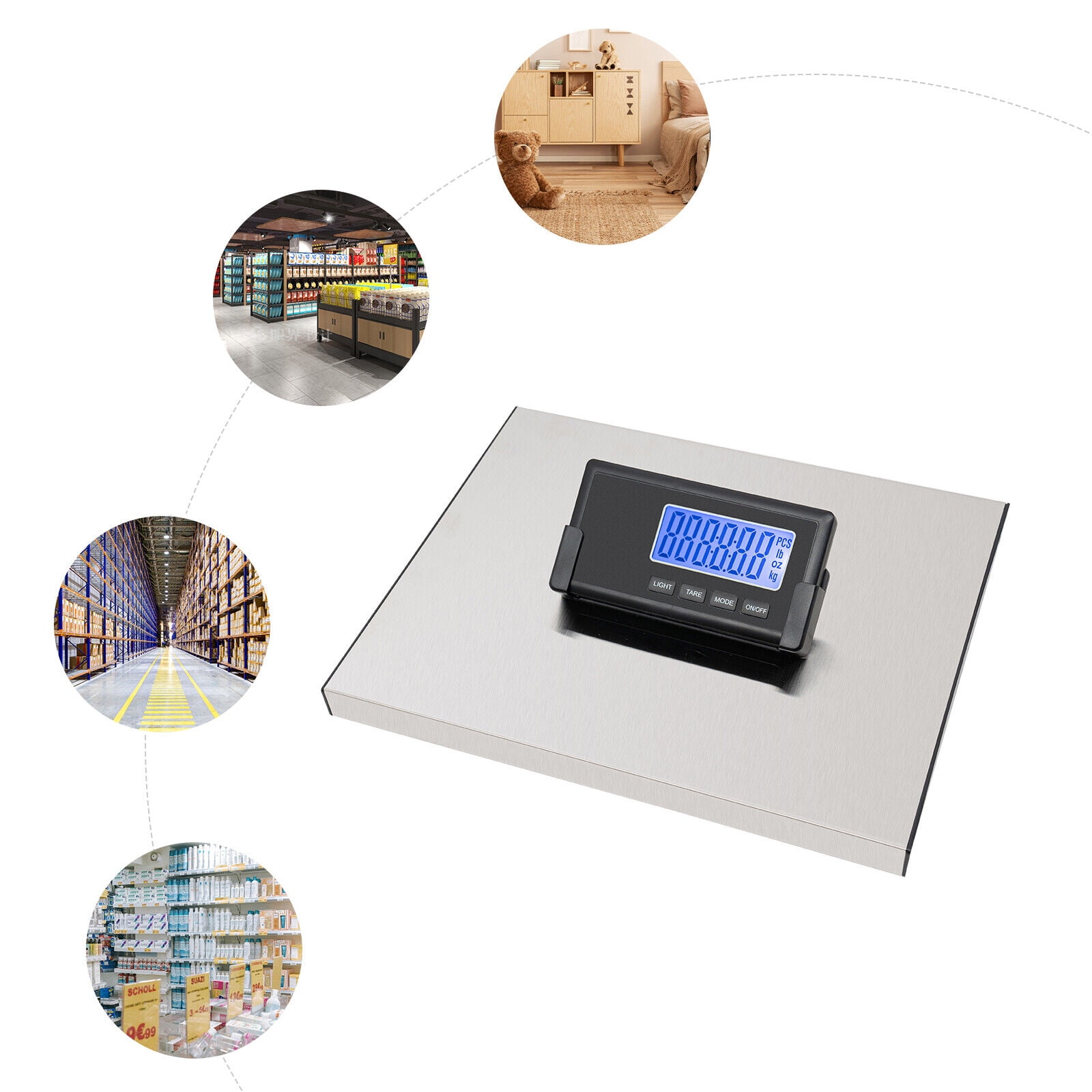LB/OZ/KG LCD Screen Physician Scale, Low-Profile Doctor Scale with Anti-Slip Rubber Mat 0.05kg/0.1 lbs Accuracy