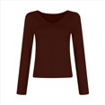 thumbnail image 3 of Camisas de Larga de Moda para Mujer, Blusas de Otoño con Cuello en V, Ajustadas y Recortadas, Conjuntos Y2K. Marrón Oscuro M, 3 of 7
