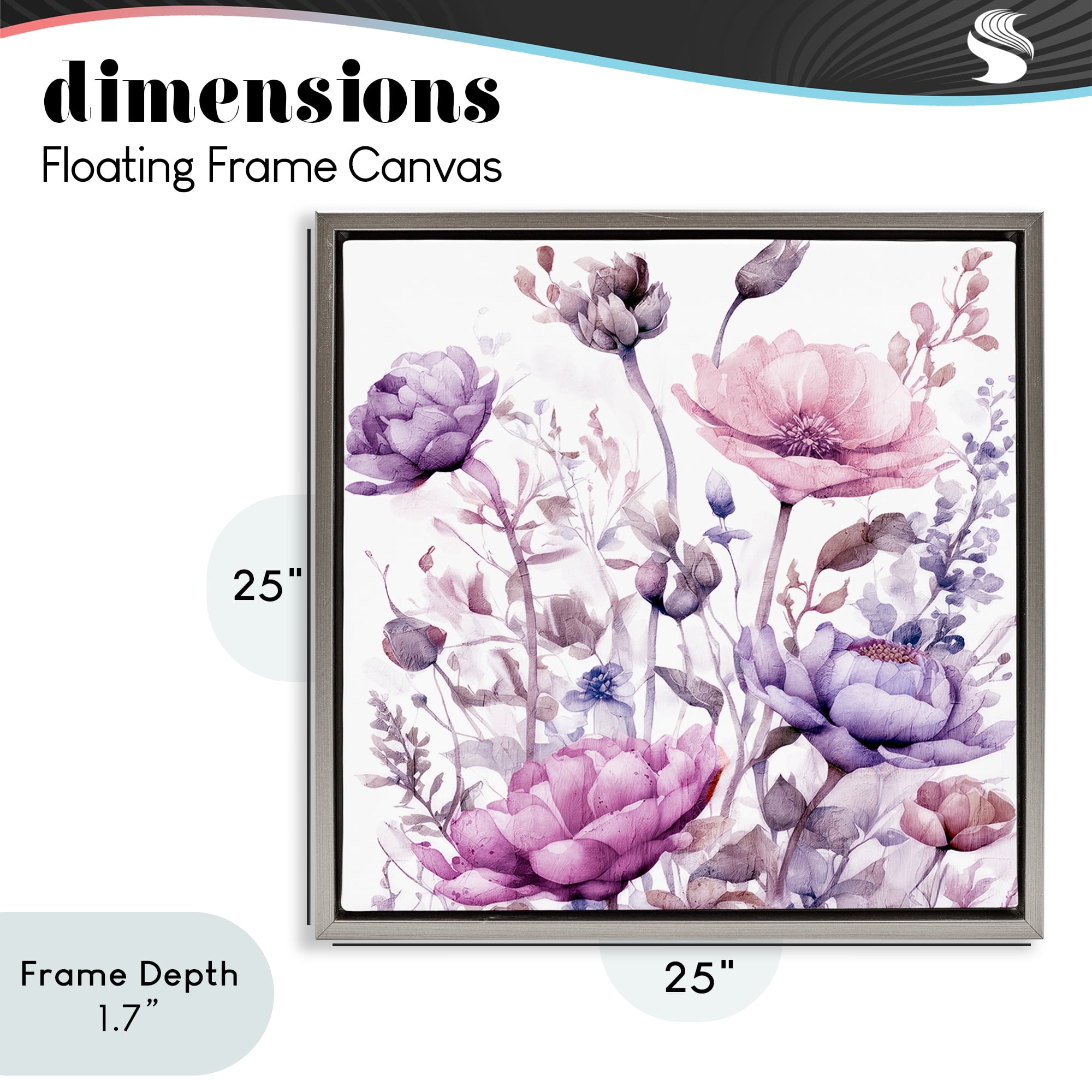 Stupell Industries Purple & Pink Florals Gray Framed Floater Canvas Wall Art, design by Kim Lewis