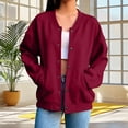 thumbnail image 5 of FDGIU Women's Solid Snap Button Jacket, Drop Shoulder Rib Cuff Long Sleeve Oversized Casual Sweatshirt Coat with Side Pockets for Spring Fall Daily Lounge Layering, 5 of 8