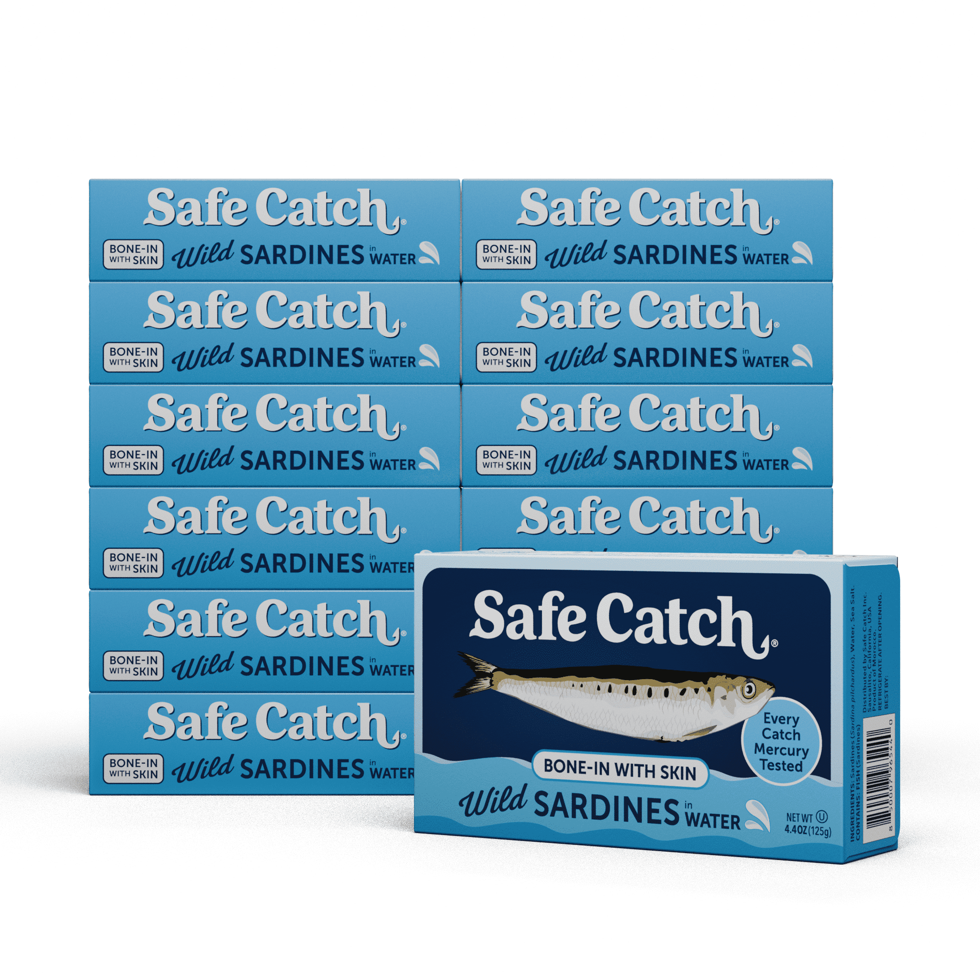 Safe Catch Bone-In with Skin Wild Sardines in Water, 4.4 oz – Shelf-Stable Canned Seafood