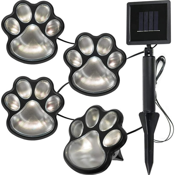 Solar Paw Print Lights Outdoor Yard Dog Decorative Solar Light for Garden Patio Walkway Decor-Gift for Animal Pet Cat Lover