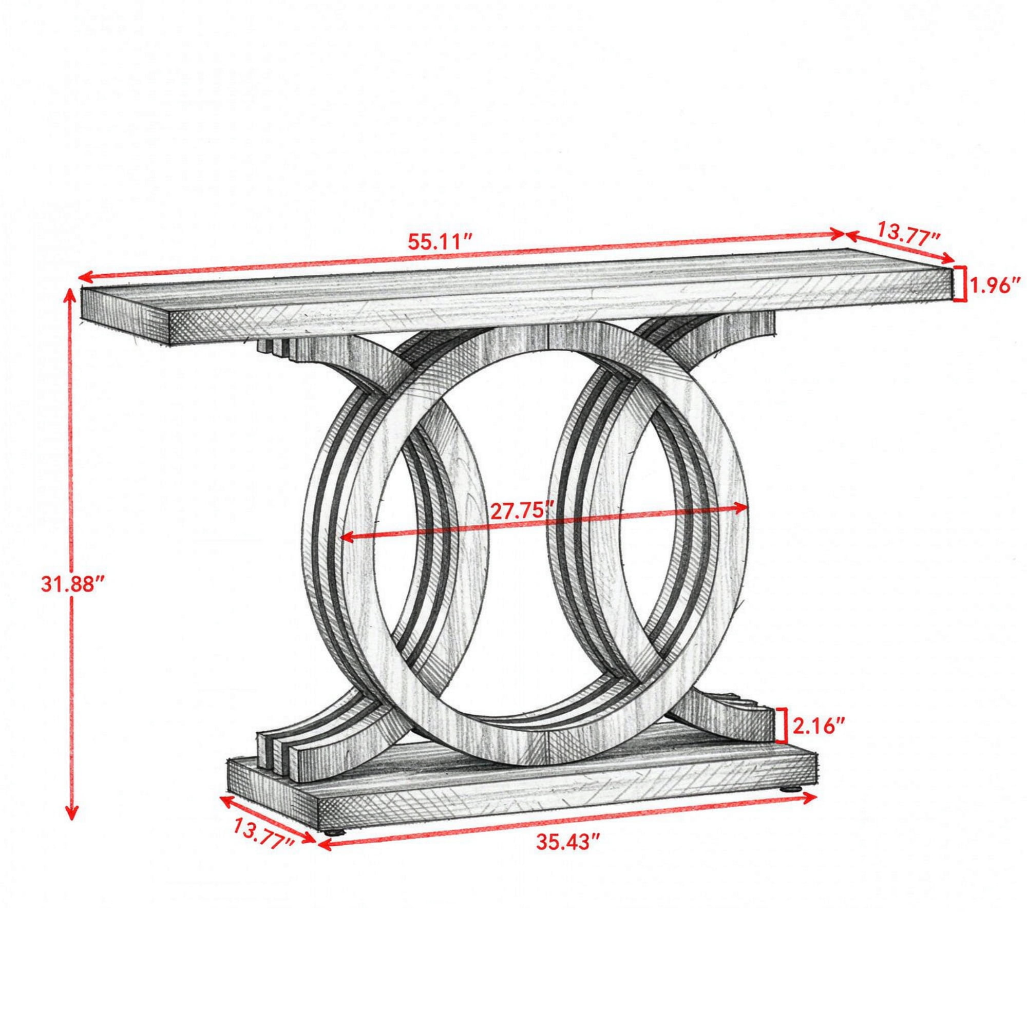 55 in Geometric Entryway Console Table, Modern Living Room Accent Table