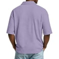 thumbnail image 4 of Polo Shirts for Men Short Sleeve Lapel Waffle Oversized Shirt Lightweight Loose Fit Plain Pullover Shirts Big and Tall Purple 3XL, 4 of 4