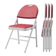thumbnail image 1 of Sillas Plegables Tapizadas (Juego de 4) – Asiento Cómodo de Piel Sintética, Marco de Metal Resistente, Patas con Protector, Ideales para Sala, Comedor, Terraza o Uso en Exterior, 1 of 12