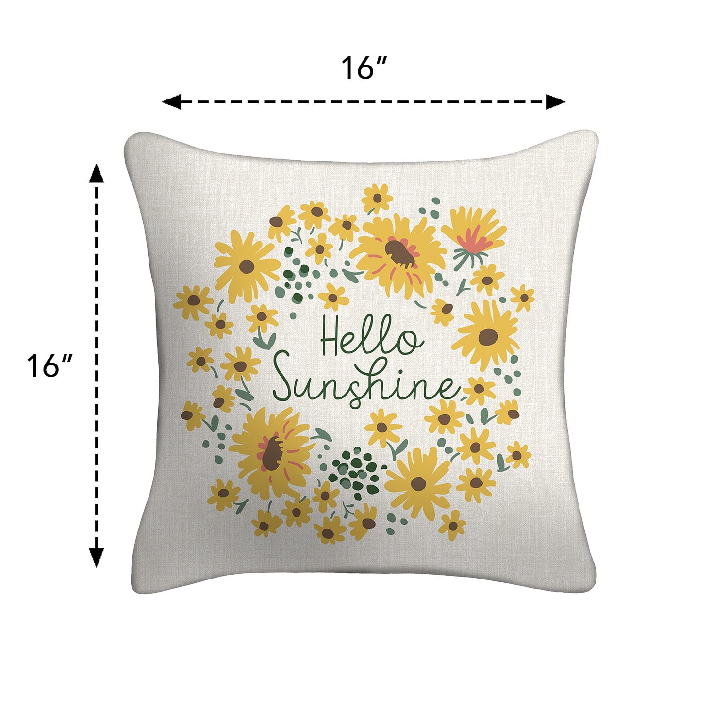 Mainstays 16" x 16" Hello Sunshine Decorative Outdoor Throw Pillow, Off-White/Yellow