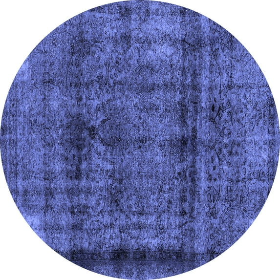 Ahgly Company Indoor Round Abstract Blue Modern Area Rugs, 4' Round