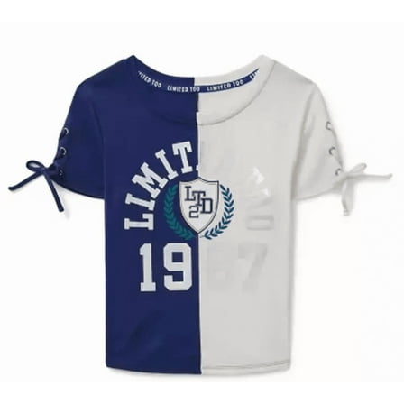 Limited Too Girls Short Sleeve Tee (Navy, Large 12/14)