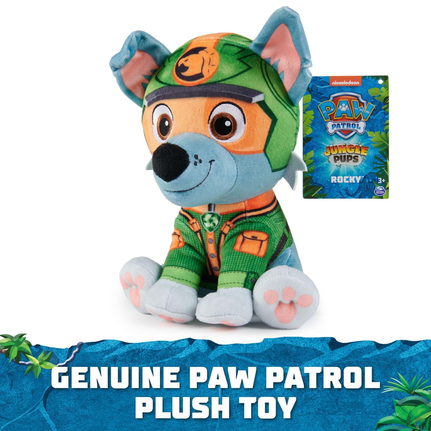 PAW Patrol Jungle Pups, Tracker 8-Inch Plush, Stuffed Animal Kids Toys for Boys & Girls Ages 3 and Up
