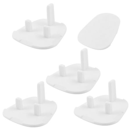 Home White Plastic 3 Flat Pin Safety Socket Covers Cap 5 Pcs | Walmart ...