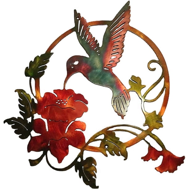 Decoración de pared, decoración de pared de pájaros, murales de animales de colibrí 3D, para regalo de interior y exterior, regalo, jardín, decoración del hogar (31 x 32 cm) TUNC Sencillez