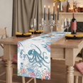 thumbnail image 2 of Coastal Octopus 48 Inch Table Runner, Summer Beach Nautical Ocean Coral Seahorse Farmhouse Dresser Scarf Cotton & Linen Tablerunner for Dining/Kitchen Island/Holiday Party Décor 13" x 48", 2 of 9