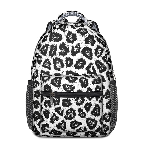 Leopard Print Backpack for School,Cute School Bag,Schoolbag with Adjustable Shoulder Straps & Padded Back,15.3"x11"x6.7"