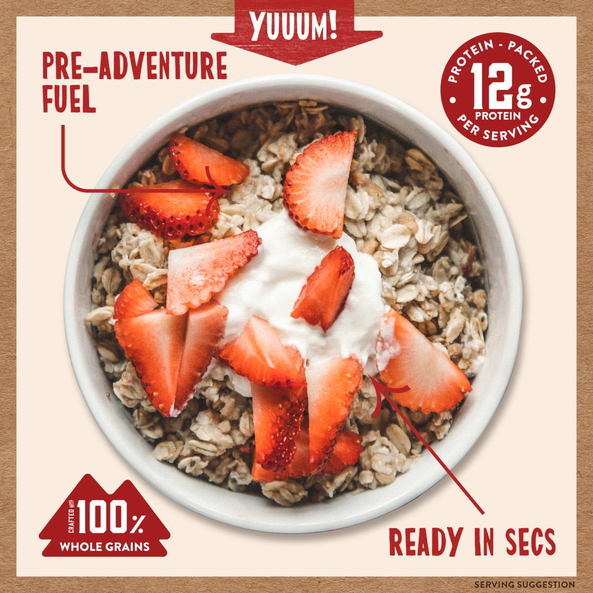 (3 pack) Kodiak Protein-Packed Strawberries and Cream Instant Oatmeal Packets, 1.76 oz (6 Count)
