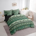 thumbnail image 3 of jejeloiu Retro Boho Aztec 7 Pieces Bedding Comforter Set,Rustic Farmhouse Tribal Full Bedding Set,Green Bohemian Triangle Rhombus Fitted Sheet Flat Sheet For Teens,Microfiber Bedroom Decor Reversible, 3 of 8