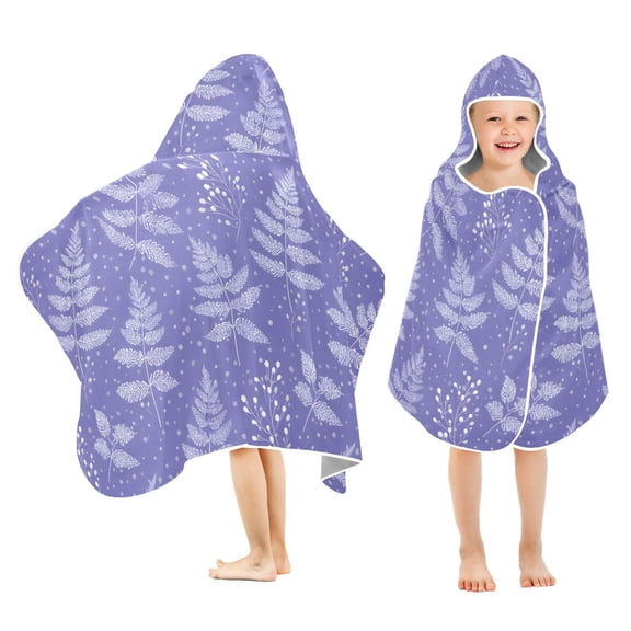 joogoo Leaf Polka Dots Purple Kids Hooded Beach Towel Baby Bath Towel 23.5"x50"