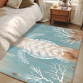 thumbnail image 4 of Coastal Sea Turtle Area Rugs 4'x6', Washable Small Throw Rugs for Office Bathroom, Summer Coral Ocean Vintage Wood Indoor Outdoor Rug Non-Slip Low Pile Carpet Runner Reversible Floor Mats, 4 of 8