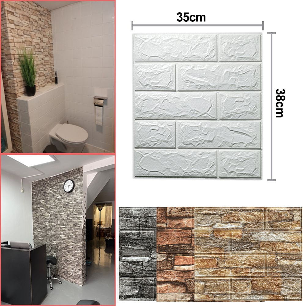 3D Wall Panels Peel and Stick Wallpaper,Self Adhesive Waterproof Foam Faux Brick for Living Room,Bedroom,Laundry,Kitchen,Fireplace,TV Wall Decoration (10 Pack,14x15.2inch)