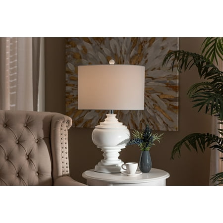 Milano Contemporary Table Lamp - Baxton Studio Safira Modern and Contemporary White Sculpted Table Lamp