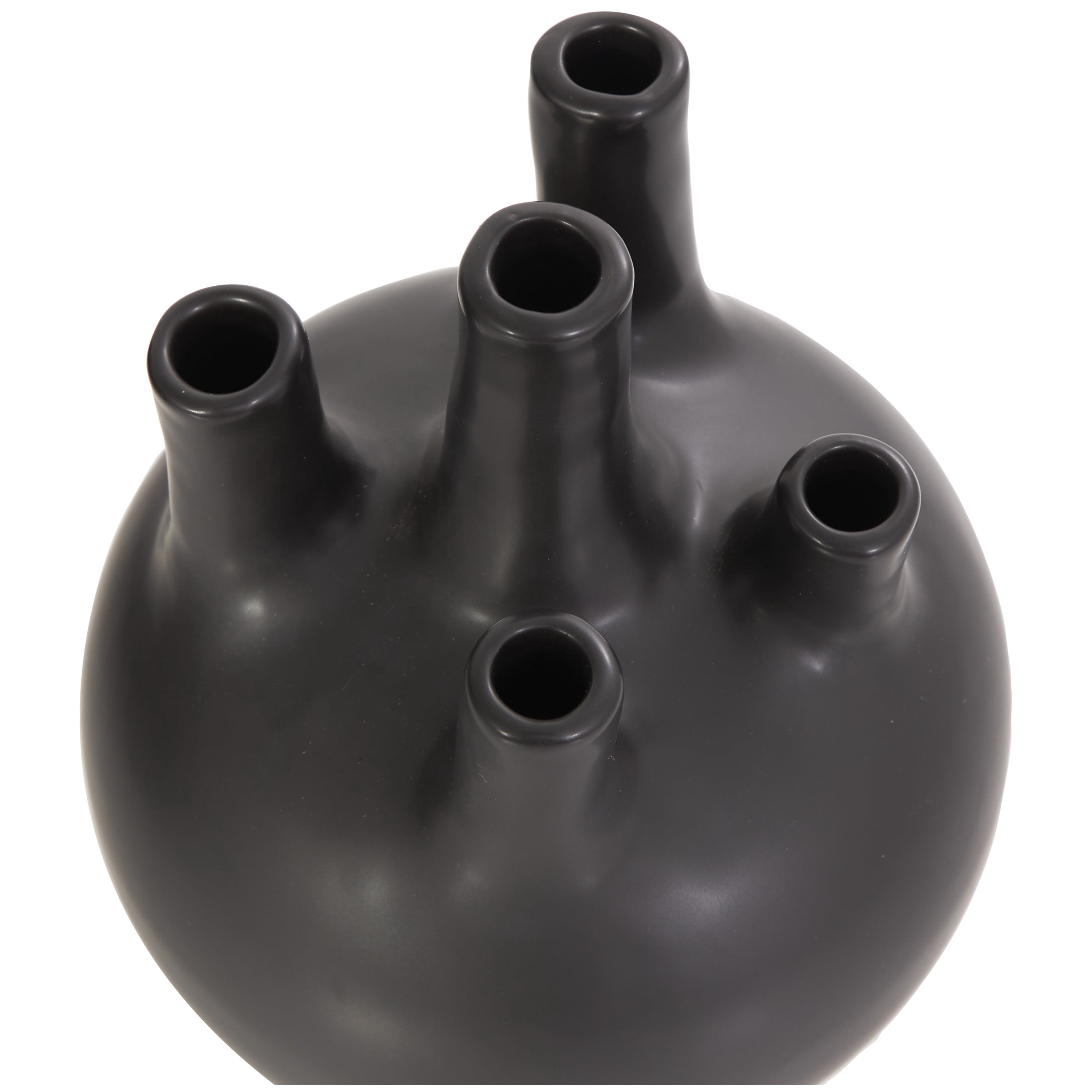 CosmoLiving by Cosmopolitan 6"W, 7"H Round Bud Black Ceramic Vase with Multiple Openings, Set of 3
