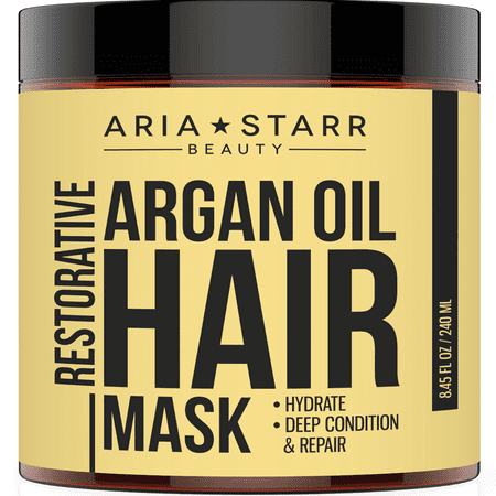 Aria Starr Argan Oil Restorative Mask Repair Hair Treatment - Best Professional Moisturizer & Deep Conditioner For Damaged, Dry, Brittle, Curly, Frizzy, Color Treated & Natural Hair …