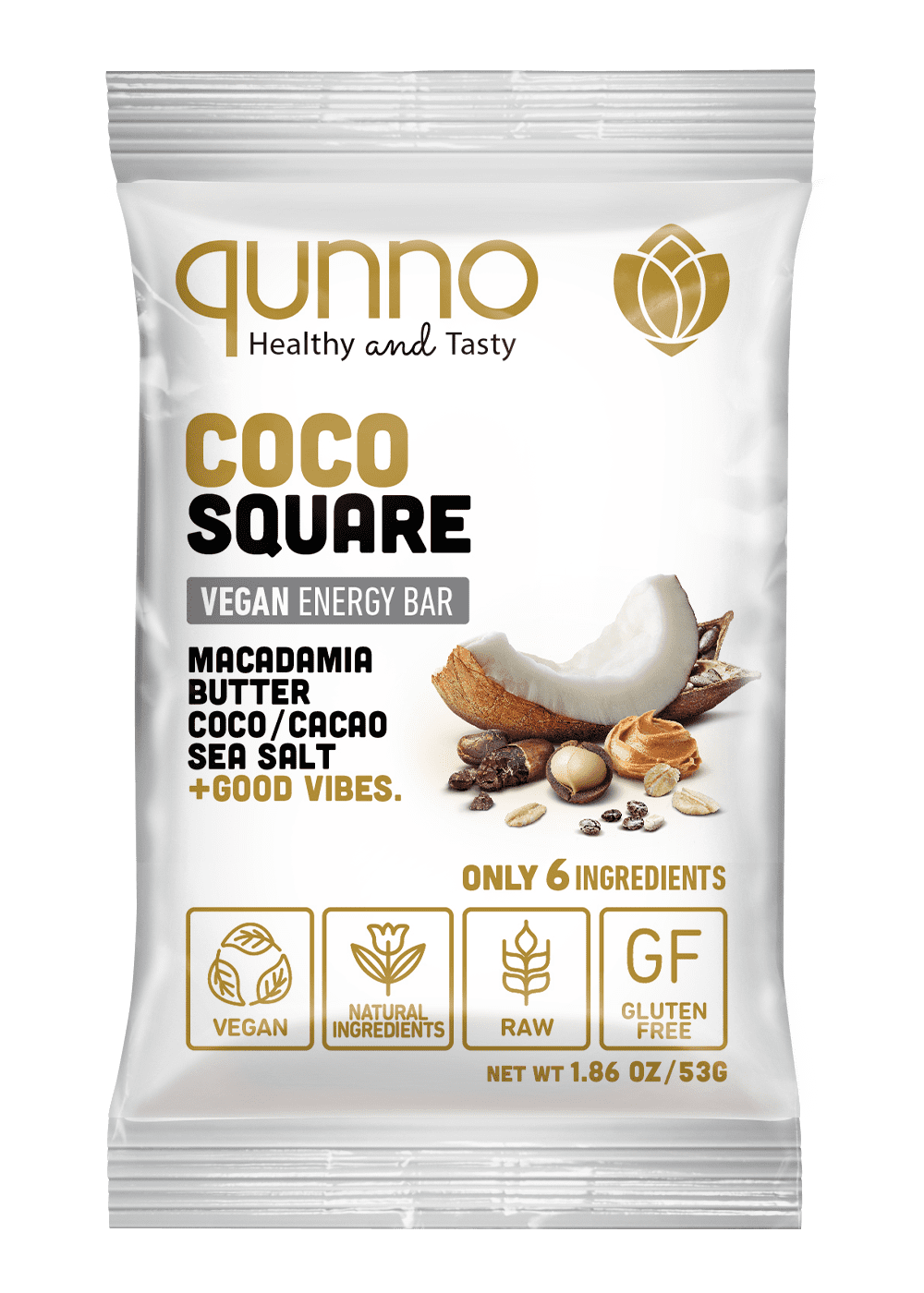 Qunno Coco Square (Pack of 12) Vegan Bars / Protein Bars / Energy Bars