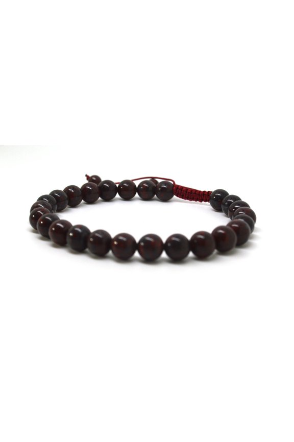 KATGI Semi Breciated Jasper 8MM Birthstone Round Beaded Bracelet Handmade Macrame Adjustable