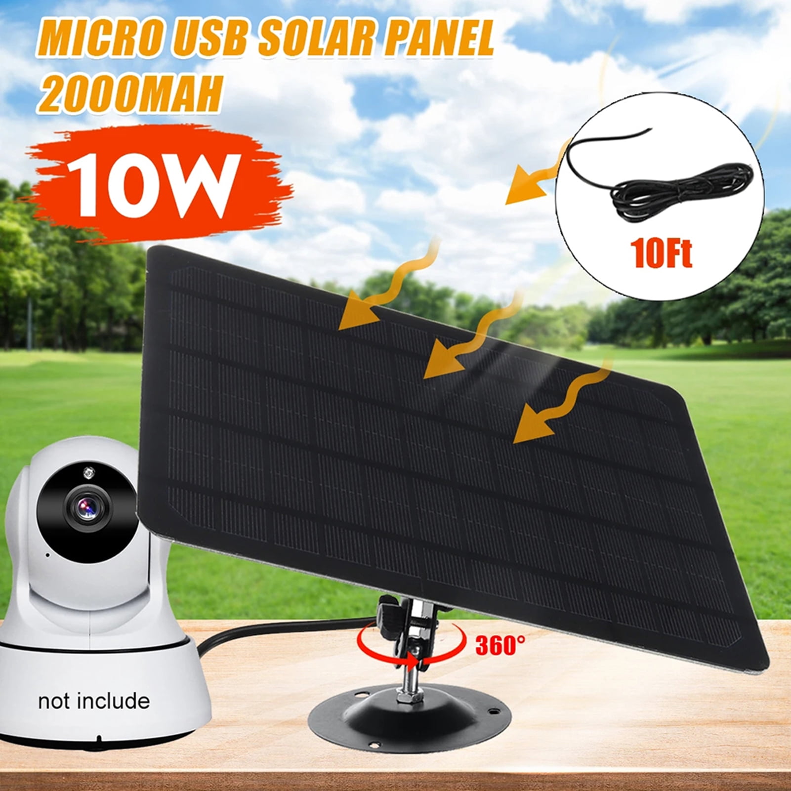 Camera 10W 6V USB Solar Panel 360 Degree Rotation Rainproof Wall Mounted Monocrystal Silicon Solar Plate For USB Camera