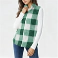 thumbnail image 5 of Dasayo Soft Womens Vests Fleece Green Winter Comfy Plaid Zip up Vest Coats for Women S, 5 of 9