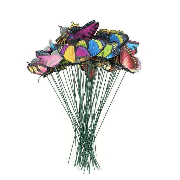 HONITANO 50Pcs Decorative Garden Sticks with Realistic Design Artificial Butterflies 2.8in