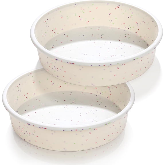 CAKETIME 8 Inch Silicone Round Cake Pan with Metal Reinforced Frame, 2 Pack Nonstick Silicone Springform Pan