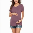 thumbnail image 5 of Facrlt Maternity Round Neck Short Sleeve Nursing Top Summer Breastfeeding Blouse, 5 of 8