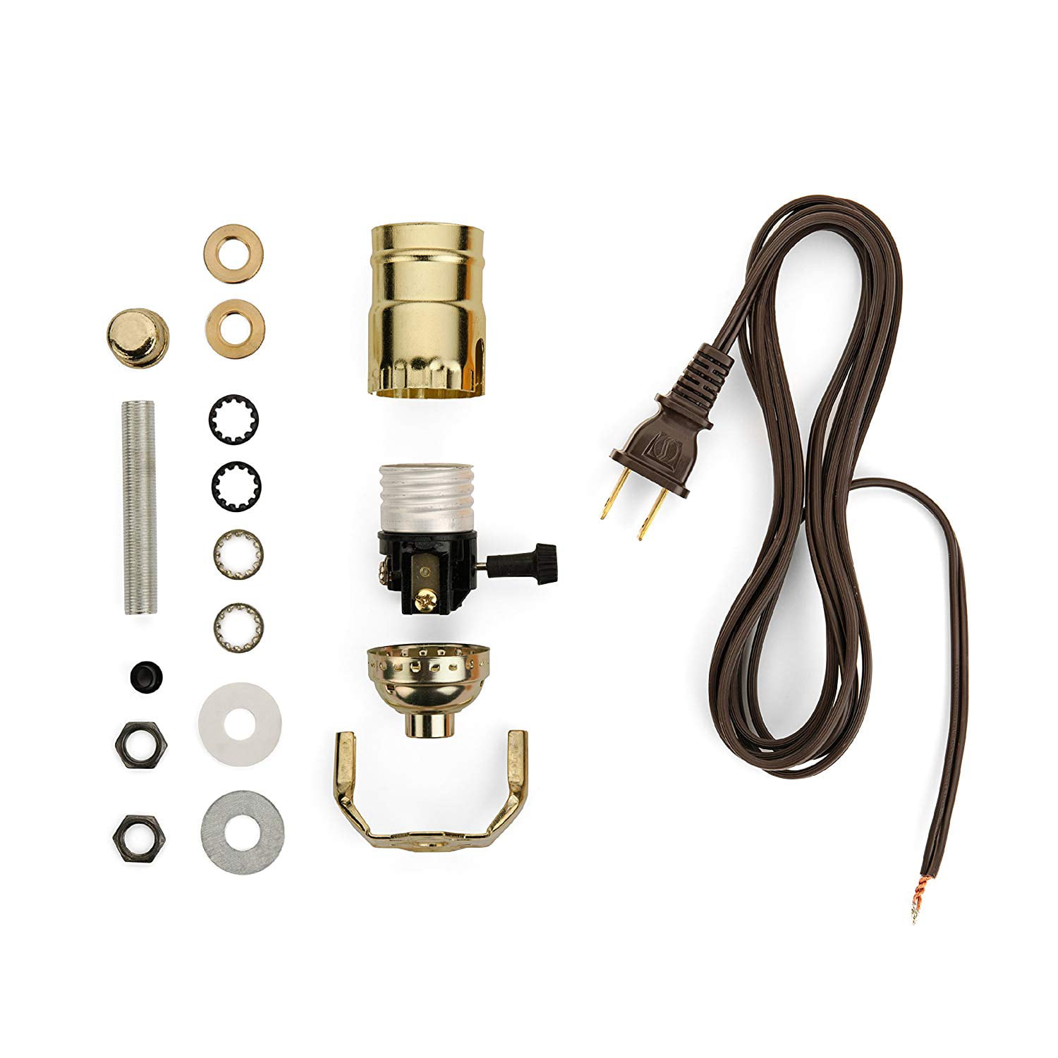 Lamp Wiring Kit - Make, Repurpose or Repair an Old Lamp with a Lamp Wire  Kit - Brass- Plated Socket - 12 Foot Long Brown Cord - DIY Lamp Making Kits  Allow