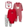 Child of Mine by Carter's Baby Boy Christmas Santa Long Sleeve Outfit and Bib Set, 4 pc