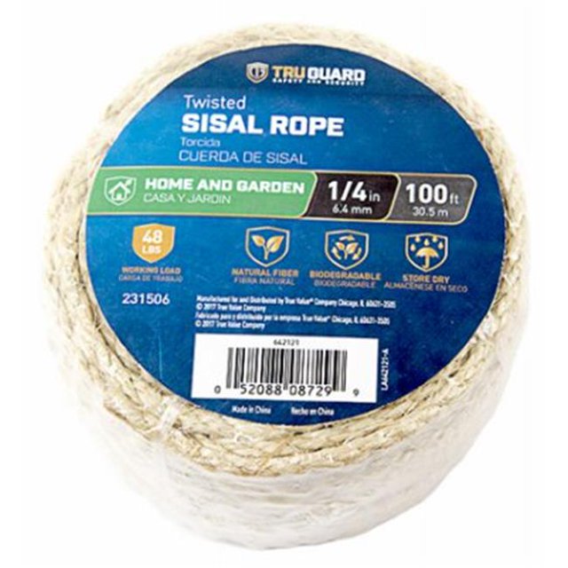 Corde en Sisal Torsadée, 1/4 Po x 100 Pi - 642121