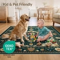 thumbnail image 4 of ODIKA 6'x9' Ultra-Soft Area Rug, Teal Boho Vintage Ornamental Distressed Border Traditional Throw None Washable, Bare feet friendly, Silk-Touch for Guest Room, Bedroom, 4 of 7