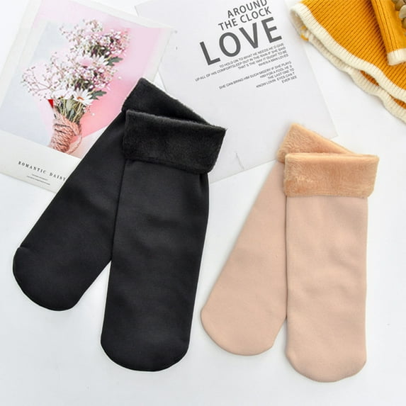 Dengjunhu Winter Women Solid Color Middle Tube Thickening Thermal Warm Home Floor Socks