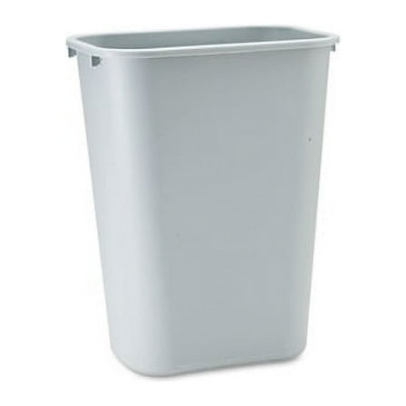 Deskside Plastic Wastebasket Rectangular, 10.25 gal, Gray