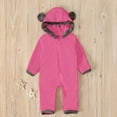 thumbnail image 6 of Curuila Newborn Boys Girls Coat Long Sleeve Solid Outwear Jumpsuit Warm Hooded Long Jacket With Zipper Hot Pink Size 18-24 Months, 6 of 9